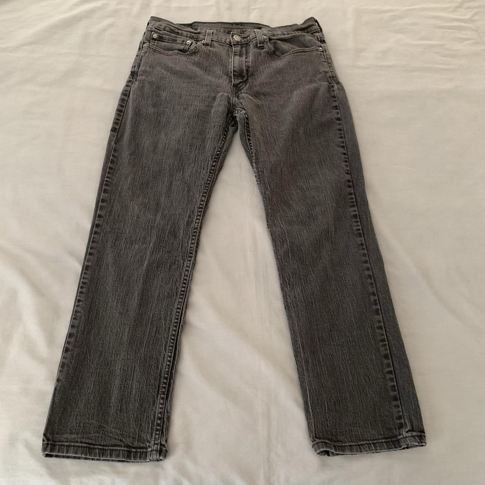 Levis 514 Jeans Mens 34x30‎ Gray Charcoal Wash Straight Leg Stretch Denim Pants